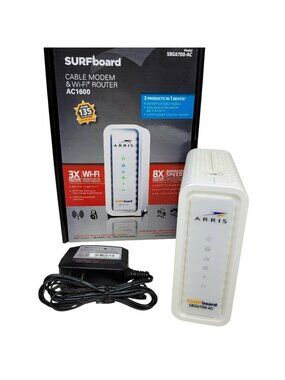 ARRIS Surfboard Cable Modem WiFi Router DOCSIS 3.0 White AC1600 SBG6700-AC 8x4